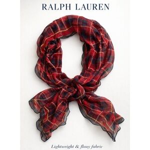 Ralph Lauren Red Navy Yellow Plaid Scarf